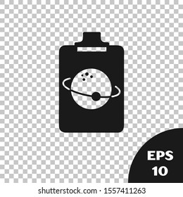 Black Planet icon isolated on transparent background.  Vector Illustration