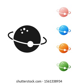 Black Planet icon isolated on white background. Set icons colorful. Vector Illustration