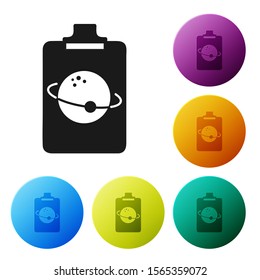 Black Planet icon isolated on white background. Set icons colorful circle buttons. Vector Illustration