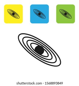 Black Planet icon isolated on white background. Set icons colorful square buttons. Vector Illustration
