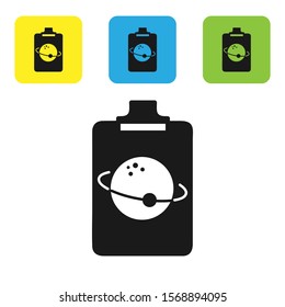 Black Planet icon isolated on white background. Set icons colorful square buttons. Vector Illustration