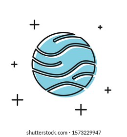 Black Planet icon isolated on white background.  Vector Illustration