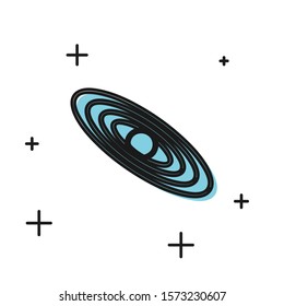 Black Planet icon isolated on white background.  Vector Illustration