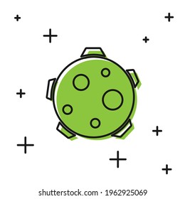 Black Planet icon isolated on white background.  Vector Illustration
