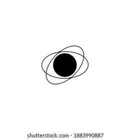 Black planet icon and orbit sign. Vector illustration eps 10