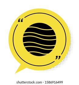 Black Planet Jupiter icon isolated on white background. Yellow speech bubble symbol. Vector Illustration