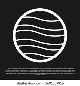 Black Planet Jupiter icon isolated on black background.  Vector Illustration