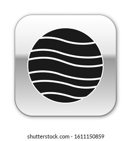 Black Planet Jupiter icon isolated on white background. Silver square button. Vector Illustration