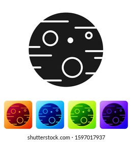 Black Planet Mars icon isolated on white background. Set icons in color square buttons. Vector Illustration