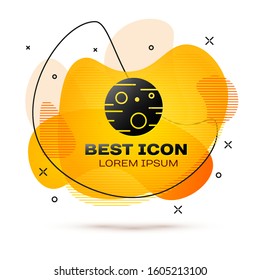 Black Planet Mars icon isolated on white background. Abstract banner with liquid shapes. Vector Illustration