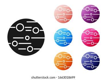 Black Planet Mars icon isolated on white background. Set icons colorful. Vector Illustration