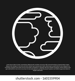Black Planet Mercury icon isolated on black background.  Vector Illustration