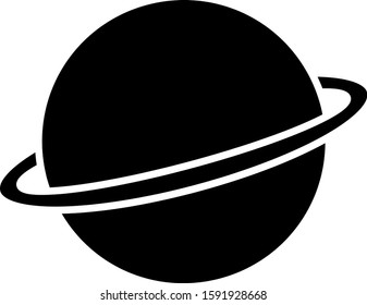 Black Planet Saturn with planetary ring system icon isolated on white background.  Vector Illustration