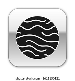 Black Planet Venus icon isolated on white background. Silver square button. Vector Illustration