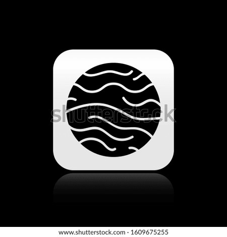 Black Planet Venus icon isolated on black background. Silver square button. Vector Illustration