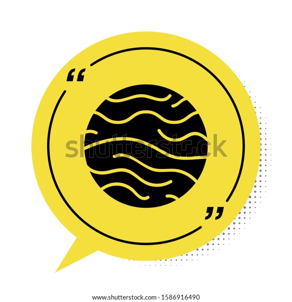 Black Planet Venus\
icon isolated on white background. Yellow speech bubble symbol.\
Vector Illustration