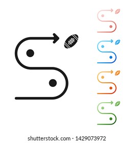 Black Planning strategy concept icon isolated on white background. Soccer or american football cup formation and tactic. Set icons colorful. Vector Illustration