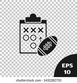 Black Planning strategy concept icon isolated on transparent background. Soccer or american football cup formation and tactic.  Vector Illustration