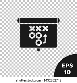 Black Planning strategy concept icon isolated on transparent background. Soccer or american football cup formation and tactic.  Vector Illustration
