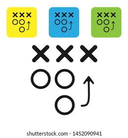 Black Planning strategy concept icon isolated on white background. Soccer or american football cup formation and tactic. Set icons colorful square buttons. Vector Illustration