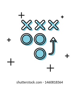 Black Planning strategy concept icon isolated on white background. Soccer or american football cup formation and tactic.  Vector Illustration