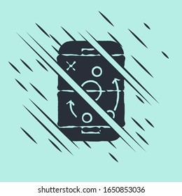 Black Planning strategy concept icon isolated on green background. Hockey cup formation and tactic. Glitch style. Vector Illustration