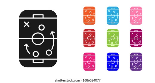 Black Planning strategy concept icon isolated on white background. Hockey cup formation and tactic. Set icons colorful. Vector Illustration