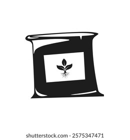 black plant fertilizer sack vector element design