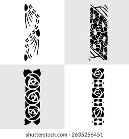 Black Plant and Leaf Icon Vector Set – Silhouette Botanical Elements with Floral, Leaves, and Nature Shapes – Simple Natural Clip Art for Decoration, Graphic Design, and Illustrations