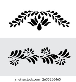 Black Plant and Leaf Icon Vector Set – Silhouette Botanical Elements with Floral, Leaves, and Nature Shapes – Simple Natural Clip Art for Decoration, Graphic Design, and Illustrations