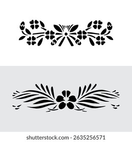 Black Plant and Leaf Icon Vector Set – Silhouette Botanical Elements with Floral, Leaves, and Nature Shapes – Simple Natural Clip Art for Decoration, Graphic Design, and Illustrations