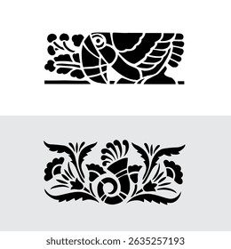 Black Plant and Leaf Icon Vector Set – Silhouette Botanical Elements with Floral, Leaves, and Nature Shapes – Simple Natural Clip Art for Decoration, Graphic Design, and Illustrations