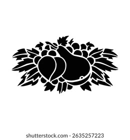 Black Plant and Leaf Icon Vector Set – Silhouette Botanical Elements with Floral, Leaves, and Nature Shapes – Simple Natural Clip Art for Decoration, Graphic Design, and Illustrations
