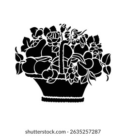 Black Plant and Leaf Icon Vector Set – Silhouette Botanical Elements with Floral, Leaves, and Nature Shapes – Simple Natural Clip Art for Decoration, Graphic Design, and Illustrations