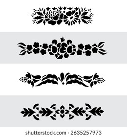 Black Plant and Leaf Icon Vector Set – Silhouette Botanical Elements with Floral, Leaves, and Nature Shapes – Simple Natural Clip Art for Decoration, Graphic Design, and Illustrations