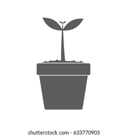 Black plant in soil vector icon isolated