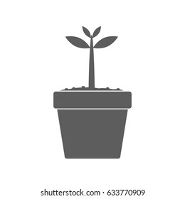 Black plant in soil vector icon isolated