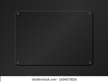 black plaque on black background