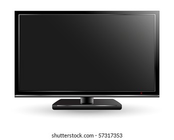 Black plasma or lcd television - vector illustration