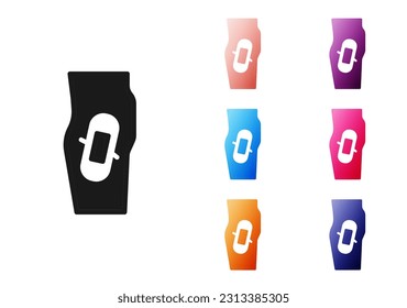 Black Plaster on leg icon isolated on white background. Set icons colorful. Vector