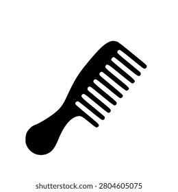 Black Plastic Afro Comb Isolated on White Background Minimalist Style