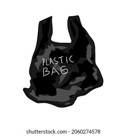 Black Plastic Bag Vector Isolated Background
