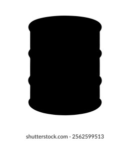 Black plastic barrel drum silhouette vector illustration on white background