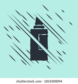 Black Plastic bottle for laundry detergent, bleach, dishwashing liquid or another cleaning agent icon isolated on green background. Glitch style. Vector