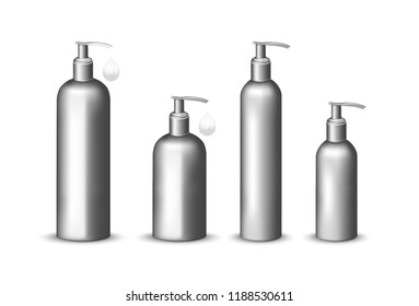 Black plastic bottle with pump dispenser.