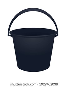 Black plastic bucket. vector illustration
