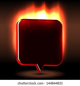 Black plastic burning advertising label