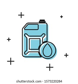 Black Plastic canister for motor machine oil icon isolated on white background. Oil gallon. Oil change service and repair.  Vector Illustration