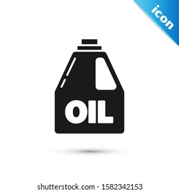 Black Plastic canister for motor machine oil icon isolated on white background. Oil gallon. Oil change service and repair.  Vector Illustration