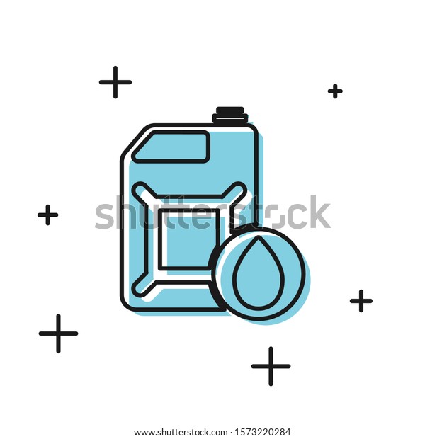 Black Plastic canister for motor machine oil\
icon isolated on white background. Oil gallon. Oil change service\
and repair.  Vector\
Illustration